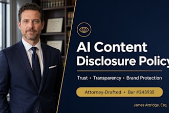draft an attorney reviewed ai content disclosure policy for your business