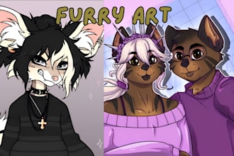 draw custom furry art fursona furry oc and anthro character design