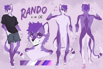 do furry illustration fursona reference sheet anthro character design nsfw furry
