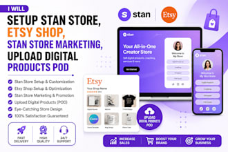 setup stan store, etsy shop, stan store marketing, upload digital product