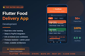 design and develop food delivery mobile app in flutter
