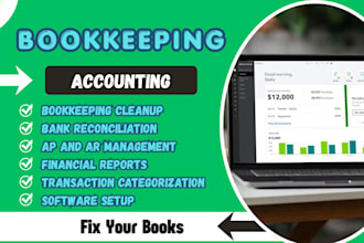 do online quickbooks as bookkeeper qbo clean up, xero and wave setup, accounting