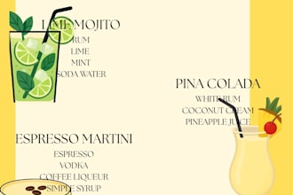 design modern restaurent and cafe menu in canva