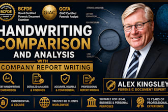 do forensic handwriting comparison, signature analysis, with company report