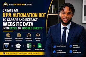 create an rpa automation bot to scrape and extract website data into excel sheet