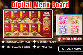 design digital menu board restaurant menu qr code menu