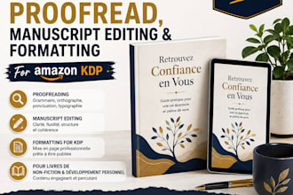 do french book proofread, ebook manuscript editing and formatting for amazon kdp