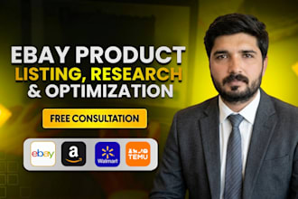 do the ebay product listing, ebay product research, and product seo
