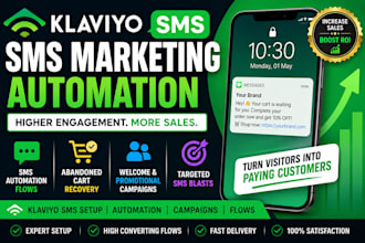 klaviyo email ,  SMS marketing setup, shopify flows, automation