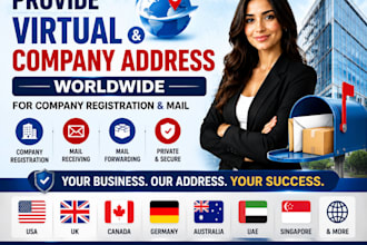 provide virtual and company address worldwide for company registration and mail