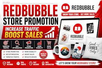 increase traffic and sales for your shopify, etsy, ebay and redbubble store