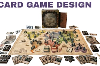 do custom card game design, card illustration, and board game assets