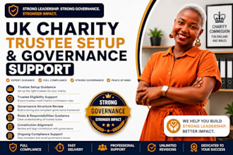 provide UK charity trustee setup guidance and governance compliance support