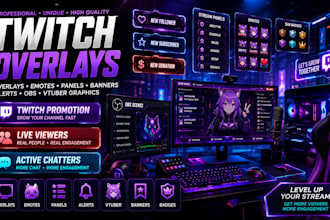 twitch live viewer, twitch overlays emotes panles banners alerts obs vtuber
