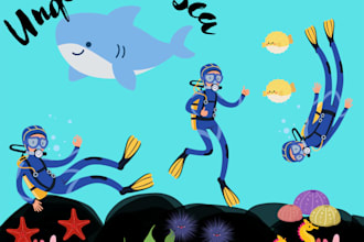 create a cute under the sea coloring book for kids