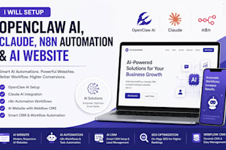 setup openclaw ai agent, n8n workflow automation and webflow cms seo chatgpt