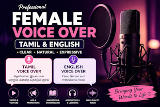 do tamil, english and tanglish female voice over for videos