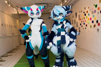 create custom fursuits, fursuit parts and furry art, oc refs, anthro designs