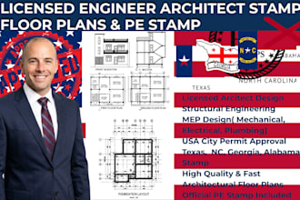 licensed architect structural engineer pe stamp mep plan tx nc ga al floor plan