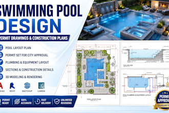 design swimming pool plan permit drawing plumbing layout and construction
