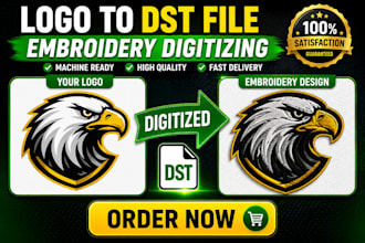 do embroidery digitizing and convert your logo to dst file for machine embroider