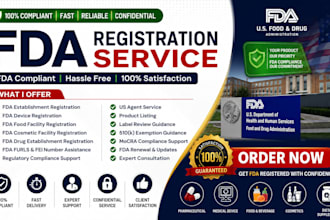 handle fda facility registration, food, drug, cosmetic and US import permit