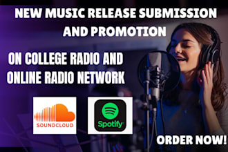 spin and promote your spotify, soundcloud new release on college radio network