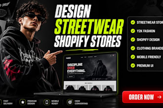 design streetwear website, clothing brand website, y2k shopify fashion store