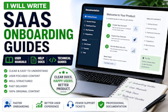 write saas onboarding guides user manuals and help docs