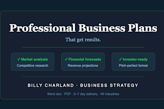 write a professional business plan for your startup or small business