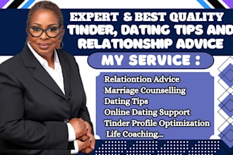guide and write relationship advic , dating tips and  profile management