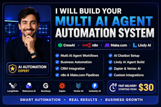 build ai agent workflows with make com, n8n, zapier, monday com and crewai