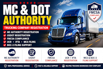 register your trucking company mc dot authority, ucr, ifta and mcs filing