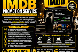 promote your imdb page, imdb movie, and imdb profile to increase visibility