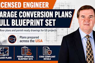 garage conversion plans for permit approval full blueprint set USA plans 2d plan