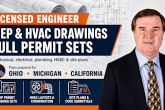 licensed engineer mep drawing,hvac drawing,site plan,full permit set, oh, mi, c