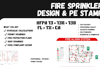 provide fire protection sprinkler drawings and hydraulic calculations