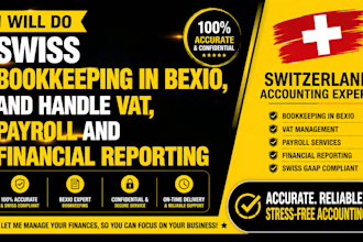 do swiss bookkeeping in bexio and handle vat payroll and financial reporting