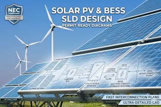 design solar pv and bess single line diagrams for permit