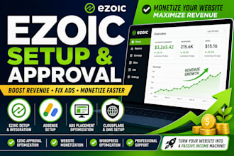 do ezoic setup, approval ads placement, adsense setup and website monetization
