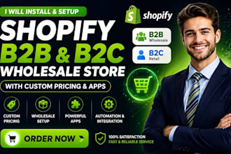 install and setup shopify b2b, b2b wholesale store with custom pricing and app