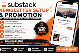 handle substack setup, substack newsletter and promotion