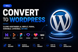 convert clone hostinger ai, replit, figma, durable, lovable, or wix to wordpress