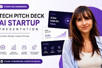 create tech pitch deck, ai startup, and investor presentation slides