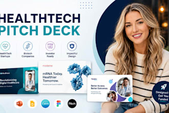 design healthtech pitch deck, biotech PPT, startup slides, investor decks canva