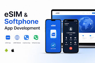 develop esim app, esim website, linphone app, softphone app calling mobile app