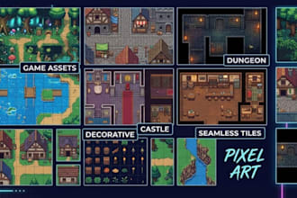 design 2d top down pixel art tileset rpg game map game assets rpg pixel map
