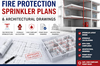 design fire protection sprinkler plans and architectural drawing