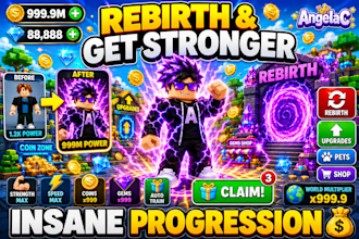 create a roblox simulator game with upgrades, rebirths and progression systems