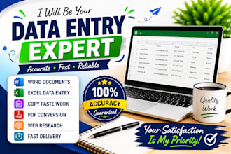 do data entry, word, excel, copy paste and typing work